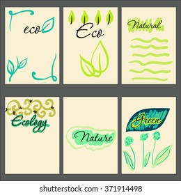 Vector set of brochures and flyers in hand drawn style to ecology themes 