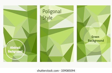 Vector set of brochures and  flyers in polygonal style. Polygonal vector design.