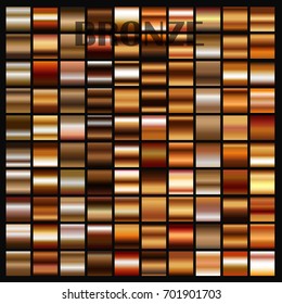 Vector set of bronze gradients.Bronze squares collection.