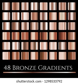 Vector set of bronze gradients.Large squares collection