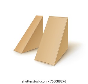 Vector Set of Brown Blank Cardboard Triangle Take Away Boxes Packaging For Sandwich, Food, Gift, Other Products Mock up Close up Isolated on White Background