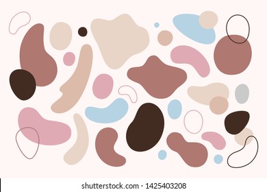 Vector set of brown, blue, pink, abstract shapes and design templates for backgrounds - cover templates