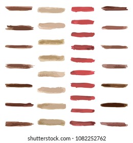 The vector set of brown paint water color brushes stroke