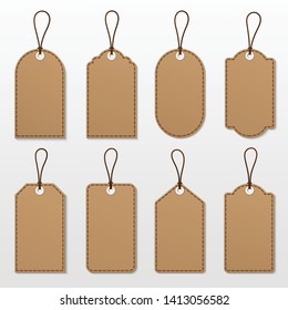 Vector set of brown tags label.