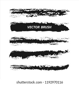 Vector set brush black on white background.