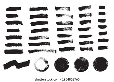 Vector set brush stroke. Paint grunge stripes set. Black paint brush.