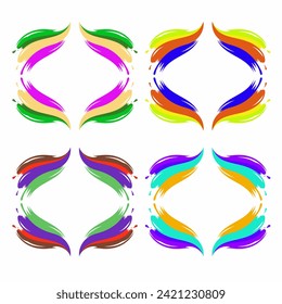 Vector set of brush strokes in the abstract form. Isolated on white background.