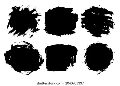 Vector Set of brush strokes Black color on white background. Hand painted grange elements. Ink drawing. Dirty artistic design . Place for text, quote, information, company name.