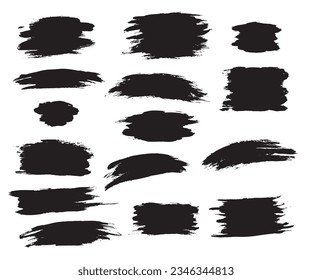 Vector set of brush strokes. Black brush strokes.