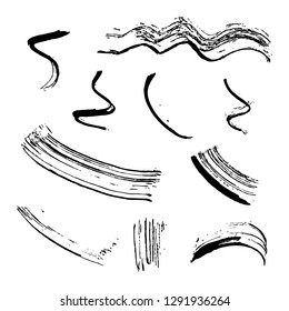vector set of brush strokes, isolated elements