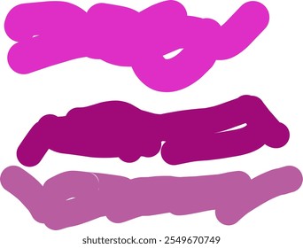 Vector set of brush strokes. Purple, red and pink background. A swipe of lipstick or nail polish. Grunge design element. Makeup brush texture banner. Long painted objects