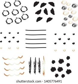 Vector set of brush textures and decorative  elements.Hand-painted collection.