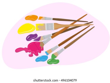 Vector set of brushes in different styles. Realism, flat. For graphic and web design.