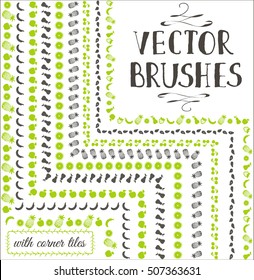 Vector set of brushes with fruits and branches. Brushes are included in eps.
