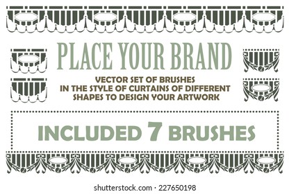 vector set of brushes in the style of curtains of different shapes to design your artwork