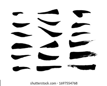 Vector set of brushstrokes, lines, and design elements for drawing. Brushes for Chinese painting.