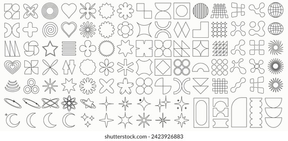 Vector set of brutalist geometric abstract shapes Trendy abstract figures. Vector illustration