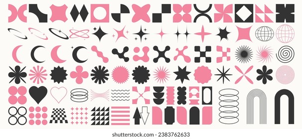 Vector set of brutalist geometric shapes. Modern abstract graphic design elements.