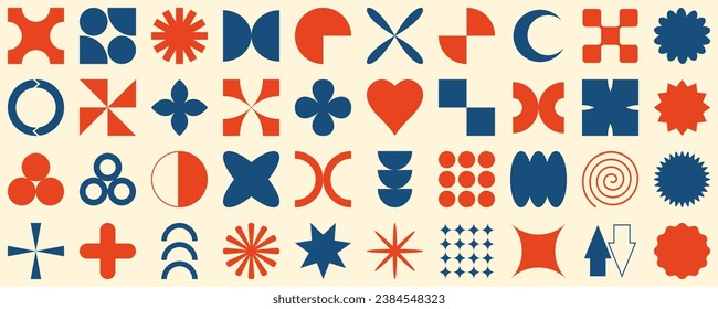 Vector set of brutalist geometric shapes. Modern abstract graphic design elements.Vector illustration