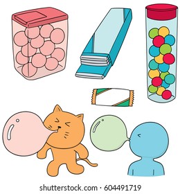 vector set of bubble gum