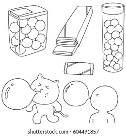 vector set of bubble gum