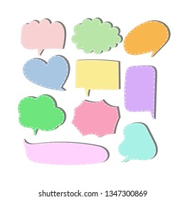 vector set of bubble thought. Speech cute chat symbol in pastel color. hand-drawn.