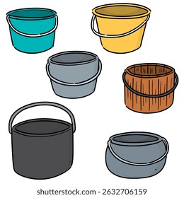 vector set of bucket cartoon