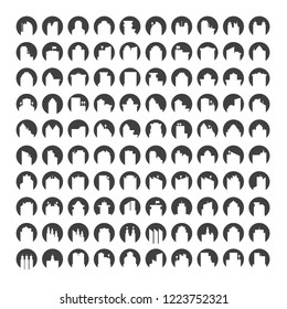 vector set building icons in circle shape