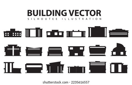 vector set of building mall Silhouettes different style on white background