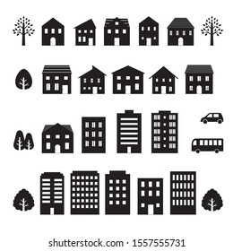 Vector set of building silhouette