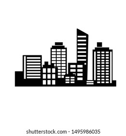 Vector set building silhouette illustration.