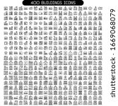 vector set of building, tower, factory, office, house, architecture icons line design