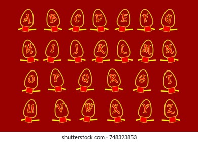 Vector set of bulb alphabet fonts
