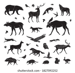 Animals Silhouette Icons Deer Mountain Goat Stock Vector (royalty Free 