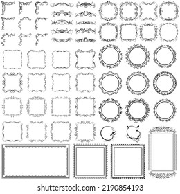 conjunto vectorial del marco vintage decorativo del paquete