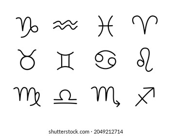 Vector set bundle of hand drawn doodle sketch astrological zodiac sign isolated on white background