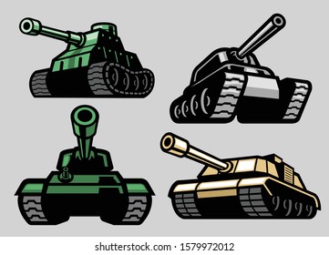 Vector Of Set Bundle Of Military Tank