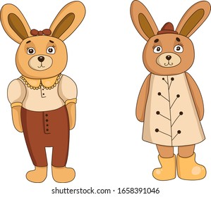 Vector set of bunnies with a cute, vintage look.