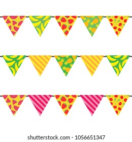 Vector set of bunting with fruit pattern