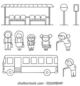 bus stand drawing for kids