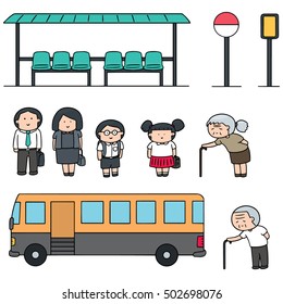 vector set of bus stop