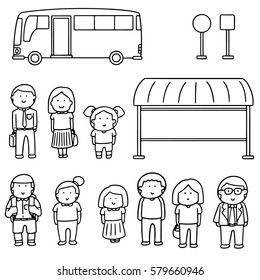 vector set of bus stop