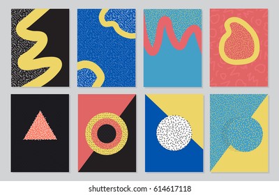 Vector set of business card? with abstract design. Abstract background. Memphis Style Card