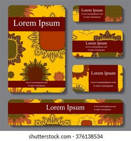 vector set of business card. decorative ornament. doodle design