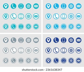 Vector set of business card icons ready to use as contact information symbols for website or print