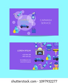 Vector set of business card template for car washing service illustration