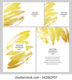 Vector set of business card templates with mandala pattern. Invitation template, abstract design with paint background.