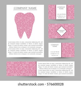 Vector set business card templates dental clinic. Dental business card