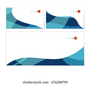 Vector set of business cards and envelope templates. Stylish blue waves. Can be used as flyer, cover, business cards, envelope, and brochure background.