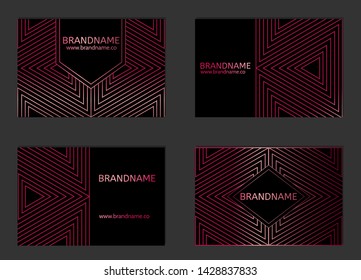 Vector set of business cards, flayers, banners with abstract geometric line pattern background for business brochure cover design. Gradient vector banner poster template.